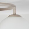 Cluster Ceiling Light Gastor with three white glass shades in a sand-coloured frame