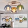 Retro Globe ceiling light Koyoto with blue, green, gold and clear glass shades
