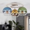 Retro Globe ceiling light Koyoto with blue, green, gold and clear glass shades