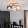 Retro Ceiling Light Koyoto with three round glass shades in smoke, amber and clear