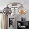 Modern Cluster Ceiling Light Koyoto with three glass shades in amber, smoke and clear
