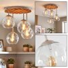 Boho cluster ceiling light Ripoll with 4 clear glass shades for dining tables
