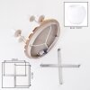 Sand-coloured globe ceiling light Koyoto with four white glass shades and slatted wood canopy
