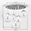 Sand-coloured cluster ceiling light Koyoto, wooden slat canopy, 5 white glass shades