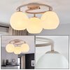 Modern Globe Ceiling Light Ripoll with three clustered white glass shades