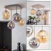 Modern Cluster Ceiling Light Gastor with 4 round smoke-coloured and amber glass shades