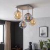 Modern Cluster Ceiling Light Gastor with 4 round smoke-coloured and amber glass shades