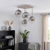 Cluster Ceiling Light Gastor with 4 smoke-coloured and clear glass shades