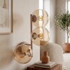 Modern Wall Light Gastor with three clustered amber glass shades in sand-coloured metal