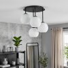 Cluster ceiling light Ripoll, four white glass shades, round canopy, 15 cm shade diameter