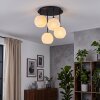Cluster ceiling light Ripoll, four white glass shades, round canopy, 15 cm shade diameter