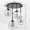 Cluster ceiling light Ripoll, four white glass shades, round canopy, 15 cm shade diameter