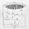 Modern Cluster Ceiling Light Koyoto with Slatted Wood Panel, 5 Smoke-Coloured Glass Shades