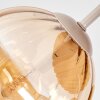Cluster ceiling light Koyoto with five amber glass shades and wooden slat canopy