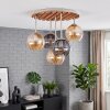 Modern cluster ceiling light Koyoto with five amber and smoke glass shades