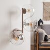 Sand-coloured modern Wall light Koyoto with three vertical clear glass shades