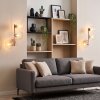 Globe wall light Koyoto, 2-piece set with three clear glass shades on a vertical bar