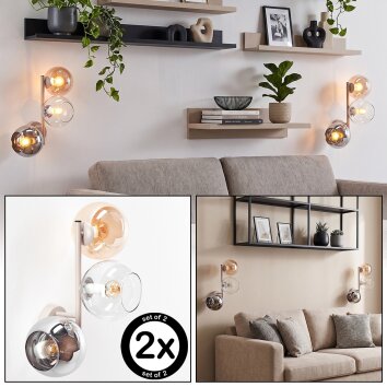 Modern wall light Koyoto, 2-piece set with three stacked glass shades