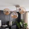 Cluster Ceiling Light Koyoto with three amber glass shades, modern design