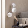 Modern Globe Wall Light Koyoto with three vertically arranged white glass shades, E14