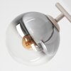 Modern globe ceiling light Gastor with four curved-bar glass shades in smoke and clear