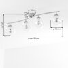 Modern Globe ceiling light Gastor with four smoke and amber glass shades on a curved bar