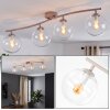 Modern Globe Ceiling Light Gastor with 4 clear glass shades on curved bar
