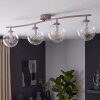 Modern Globe Ceiling Light Gastor with 4 clear glass shades on curved bar