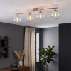 Modern Globe Ceiling Light Gastor with 4 clear glass shades on curved bar