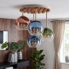 Cluster Ceiling Light Koyoto with 4 colourful glass shades and wooden slat canopy