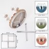 Cluster Ceiling Light Koyoto with 4 colourful glass shades and wooden slat canopy