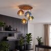 Cluster ceiling light Koyoto with glass shades in blue, green, coppery, gold and clear