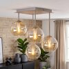 Modern cluster ceiling light Koyoto with 4 amber glass shades, sand-coloured metal frame