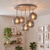 Cluster ceiling light Koyoto with five smoke-coloured glass shades, round design