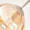Retro round cluster ceiling light Koyoto with 5 amber rippled glass shades