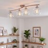 Modern Cluster Ceiling Light Koyoto, four clear glass shades, sand-coloured frame