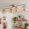 Modern globe ceiling light Koyoto with 4 round amber and clear glass shades