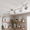 Industrial 6-light ceiling spotlight Lorik, linear bar, matt nickel with rotatable heads