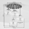 Boho cluster ceiling light Koyoto with four amber-clear glass shades, slatted canopy