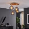Modern Cluster Ceiling Light Koyoto with four smoke glass shades and wood slat canopy