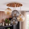 Boho globe ceiling light Koyoto with 4 smoke-coloured and amber glass shades