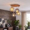 Boho globe ceiling light Koyoto with 4 smoke-coloured and amber glass shades