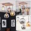 Modern Cluster Ceiling Light Koyoto with 4 glass shades in chrome, smoke, amber and clear