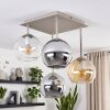 Modern Cluster Ceiling Light Koyoto with 4 glass shades in chrome, smoke, amber and clear