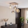 Modern cluster ceiling light Koyoto with four glass shades in smoke, amber and clear