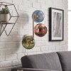 Retro Globe Wall Light Koyoto with three coppery, blue and green glass shades for the couch
