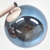 Retro Globe Wall Light Koyoto with three coppery, blue and green glass shades for the couch
