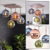 Cluster ceiling light Koyoto with four blue, green and coppery glass shades