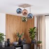 Cluster ceiling light Koyoto with four blue, green and coppery glass shades