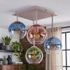 Modern cluster ceiling light Koyoto with four colourful glass shades for the dining table